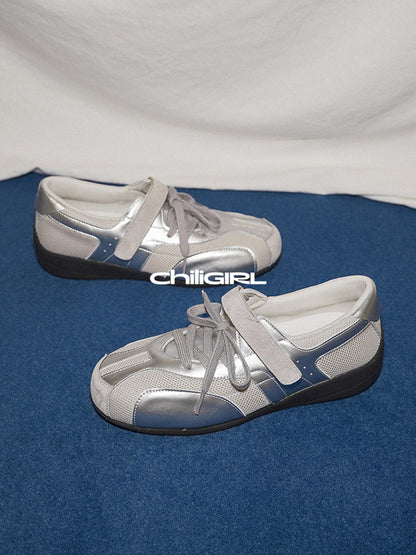 Silver Mesh Velcro Trainer Sneakers