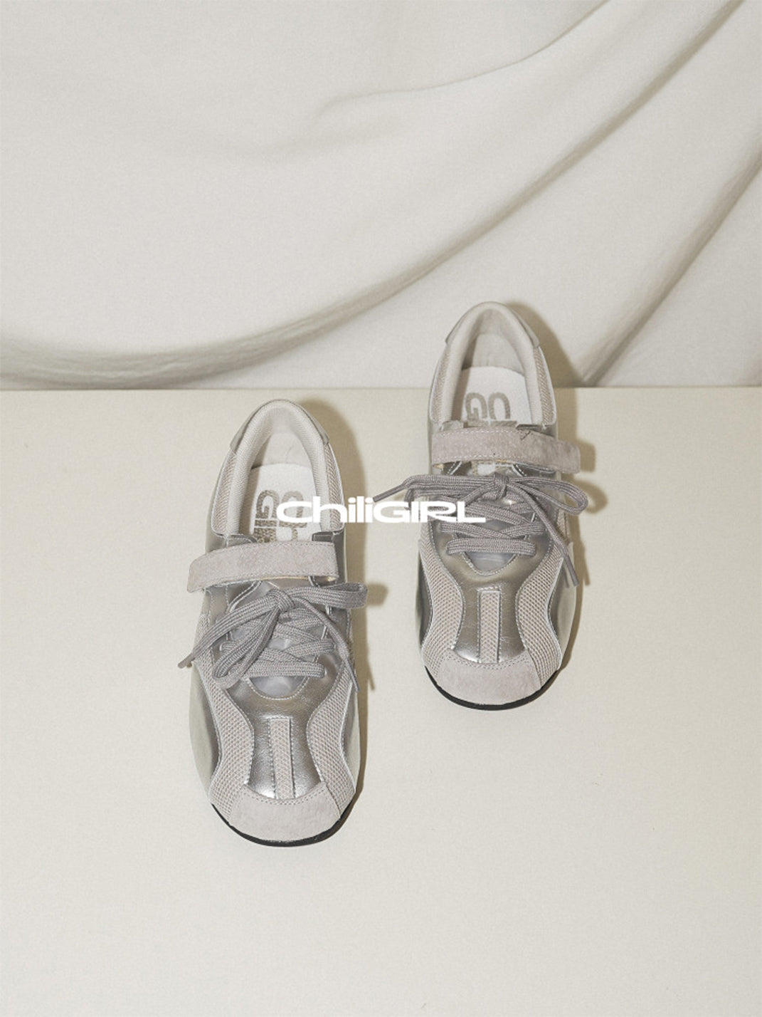 Silver Mesh Velcro Trainer Sneakers