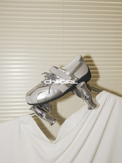 Silver Mesh Velcro Trainer Sneakers