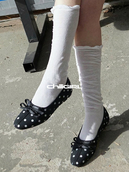 Polka-Dot Bow Mary Jane Ballet Flats