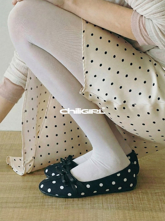 Polka-Dot Bow Mary Jane Ballet Flats