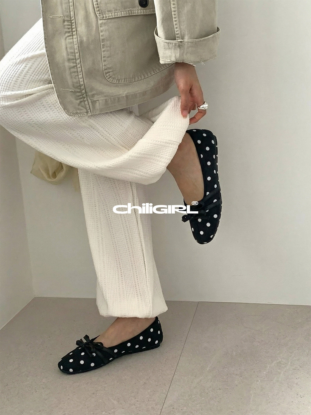 Polka-Dot Bow Mary Jane Ballet Flats