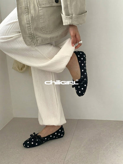 Polka-Dot Bow Mary Jane Ballet Flats