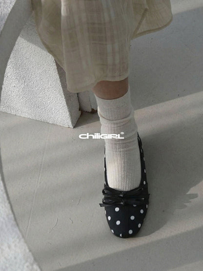 Polka-Dot Bow Mary Jane Ballet Flats
