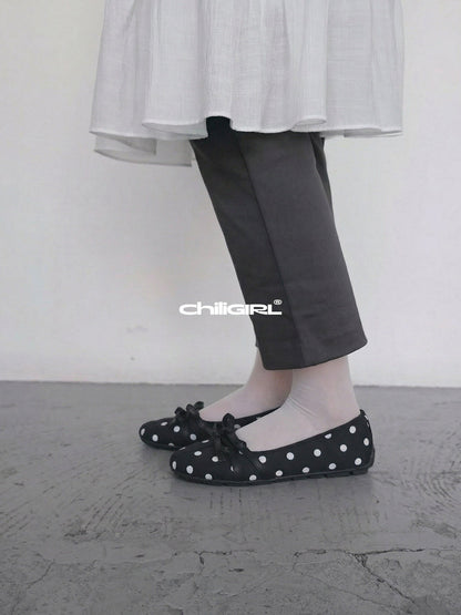 Polka-Dot Bow Mary Jane Ballet Flats