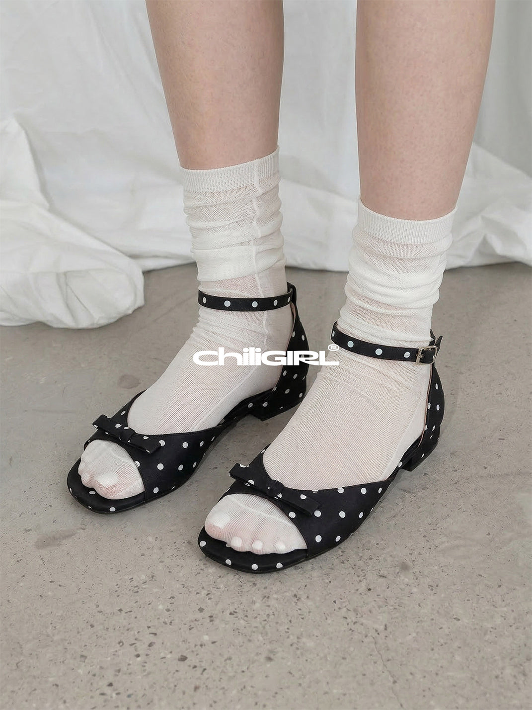 Polka-Dot Ankle-Strap Open-Toe Sandals