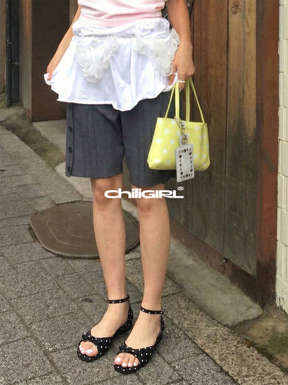 Polka-Dot Ankle-Strap Open-Toe Sandals