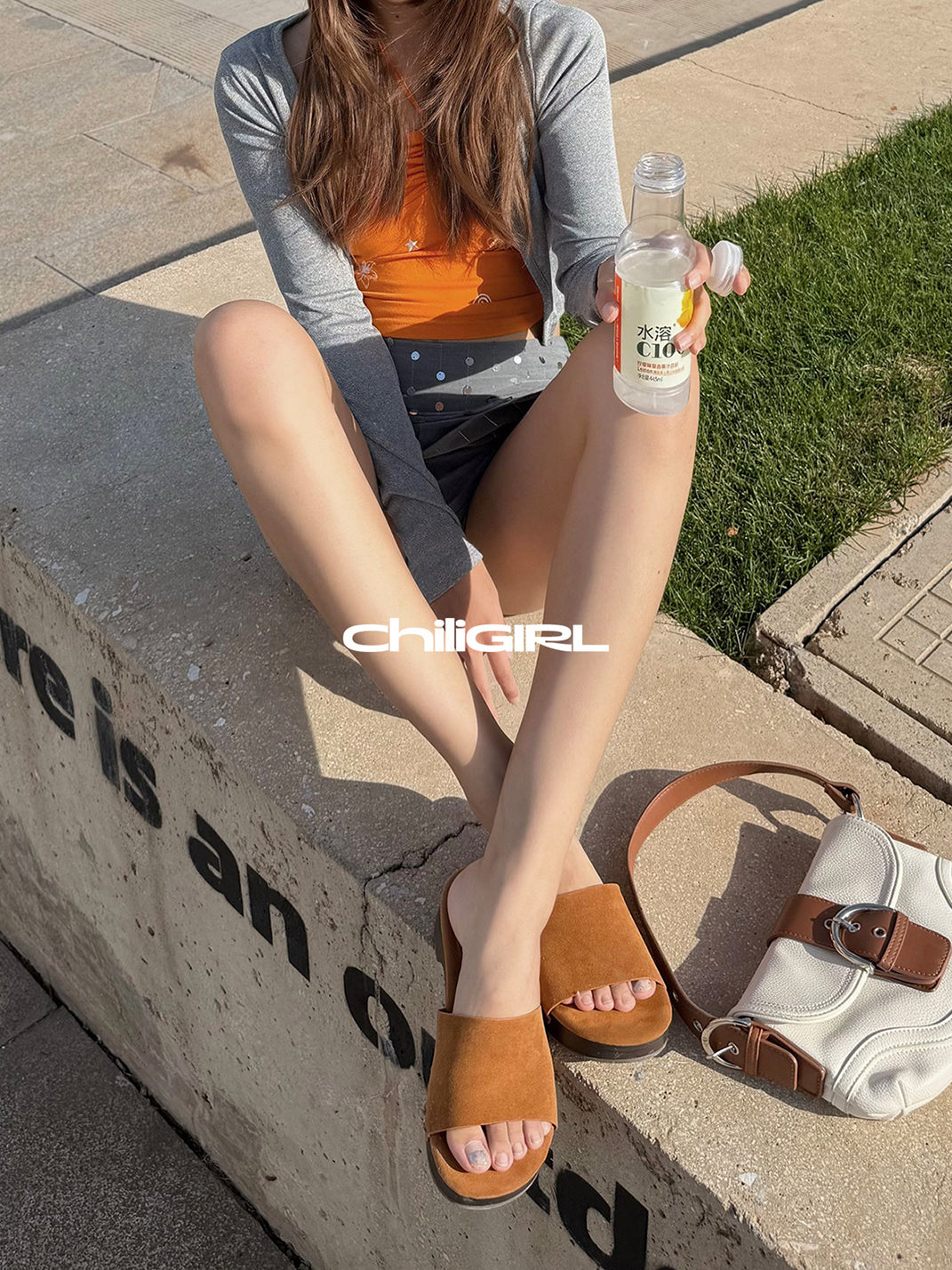 Studded Brown Sculpted-Heel Slides