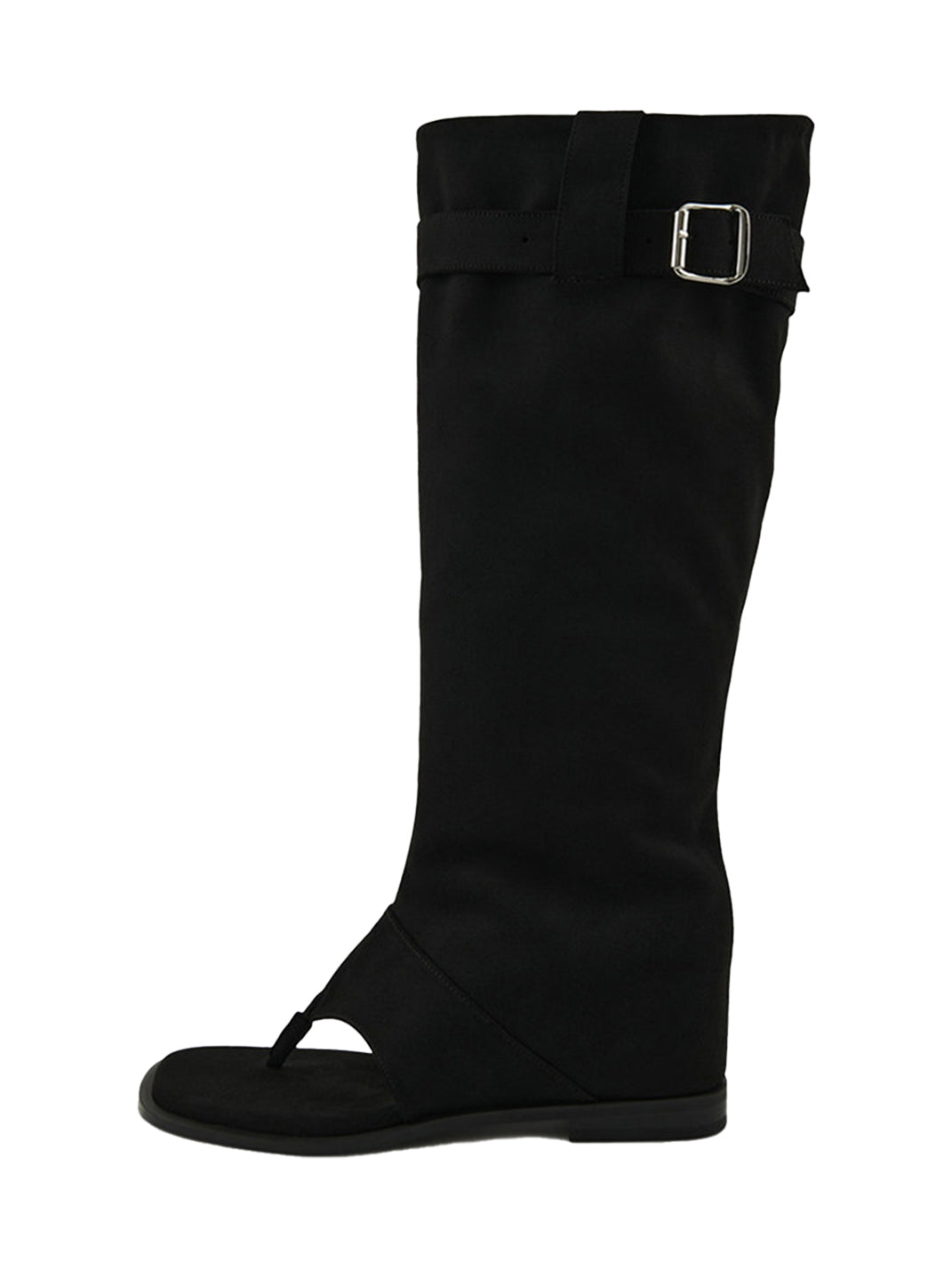 Khaki Western Thong Knee-High Sandal Boots