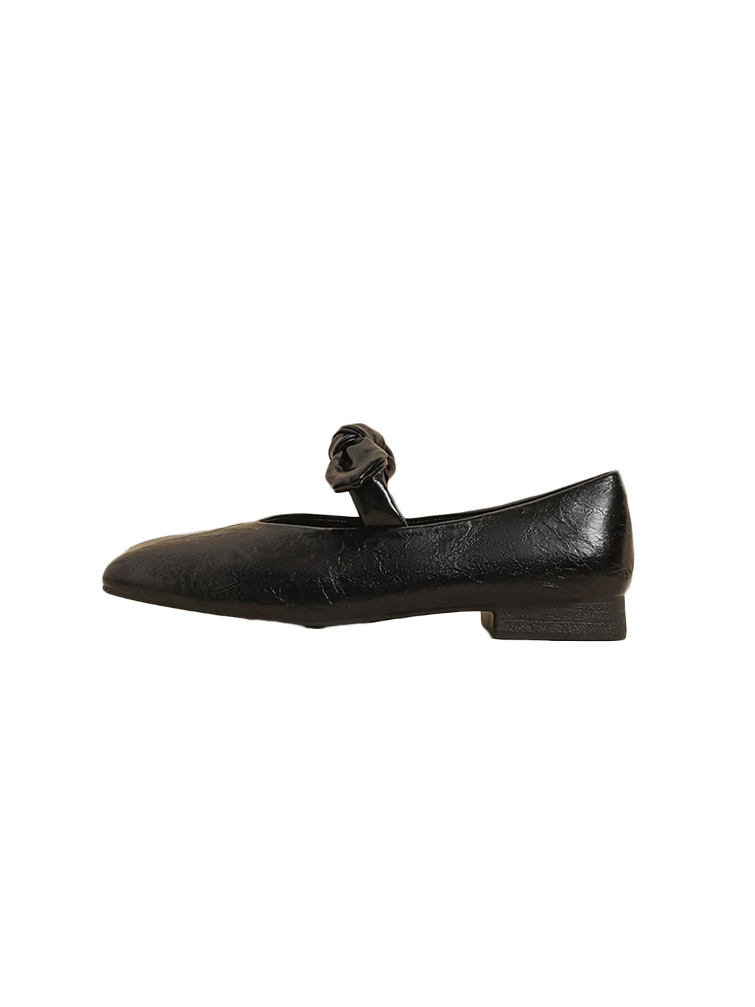Ribbon-Bow Square-Toe Strap Flats