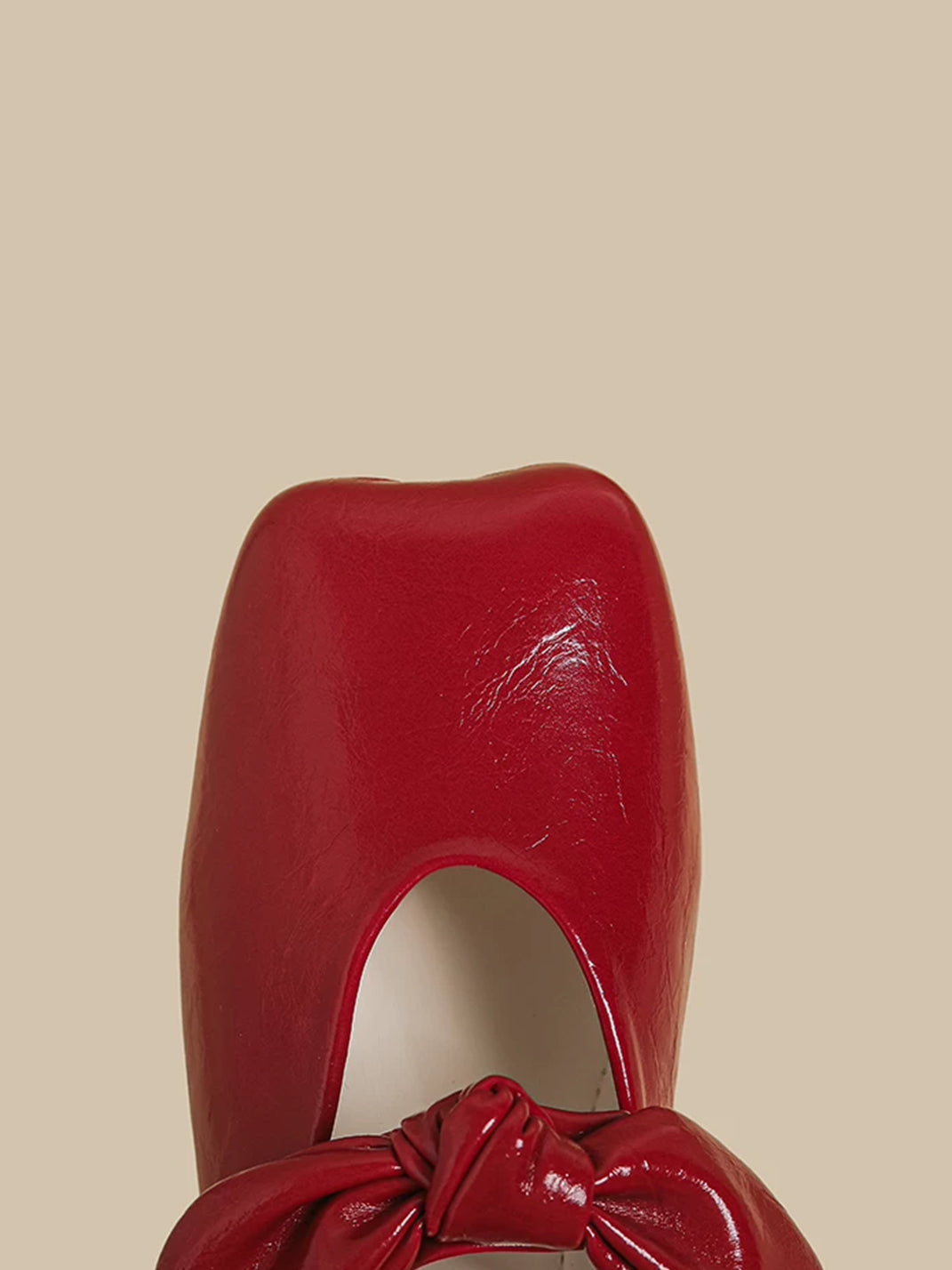 Ribbon-Bow Square-Toe Strap Flats