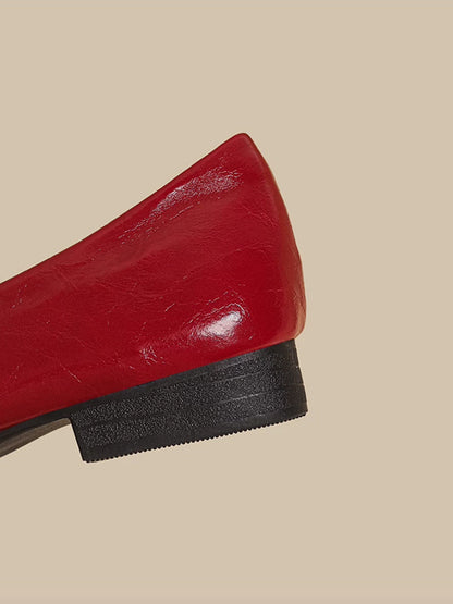 Ribbon-Bow Square-Toe Strap Flats
