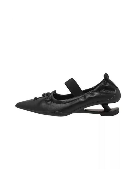 Pleated Pointed-Toe Sculpted-Heel Mules