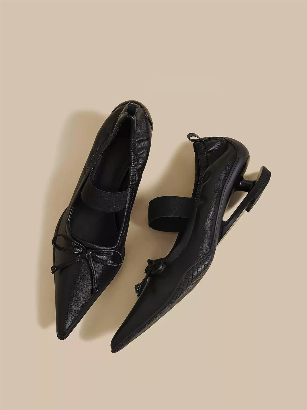 Pleated Pointed-Toe Sculpted-Heel Mules