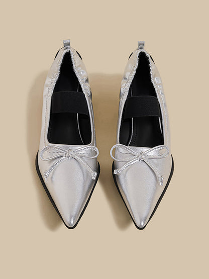Pleated Pointed-Toe Sculpted-Heel Mules