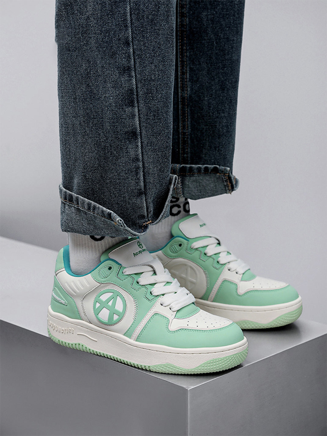 Circle-Logo Colorblock Skate Sneakers