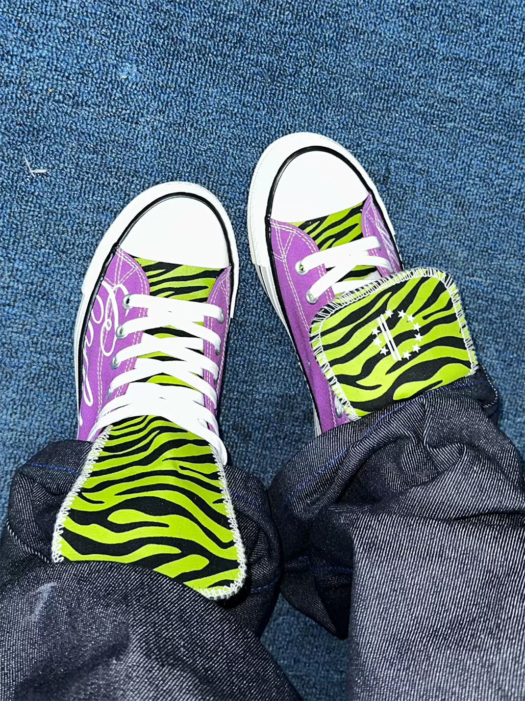 Zebra-Tongue Skull-Print Canvas Sneakers