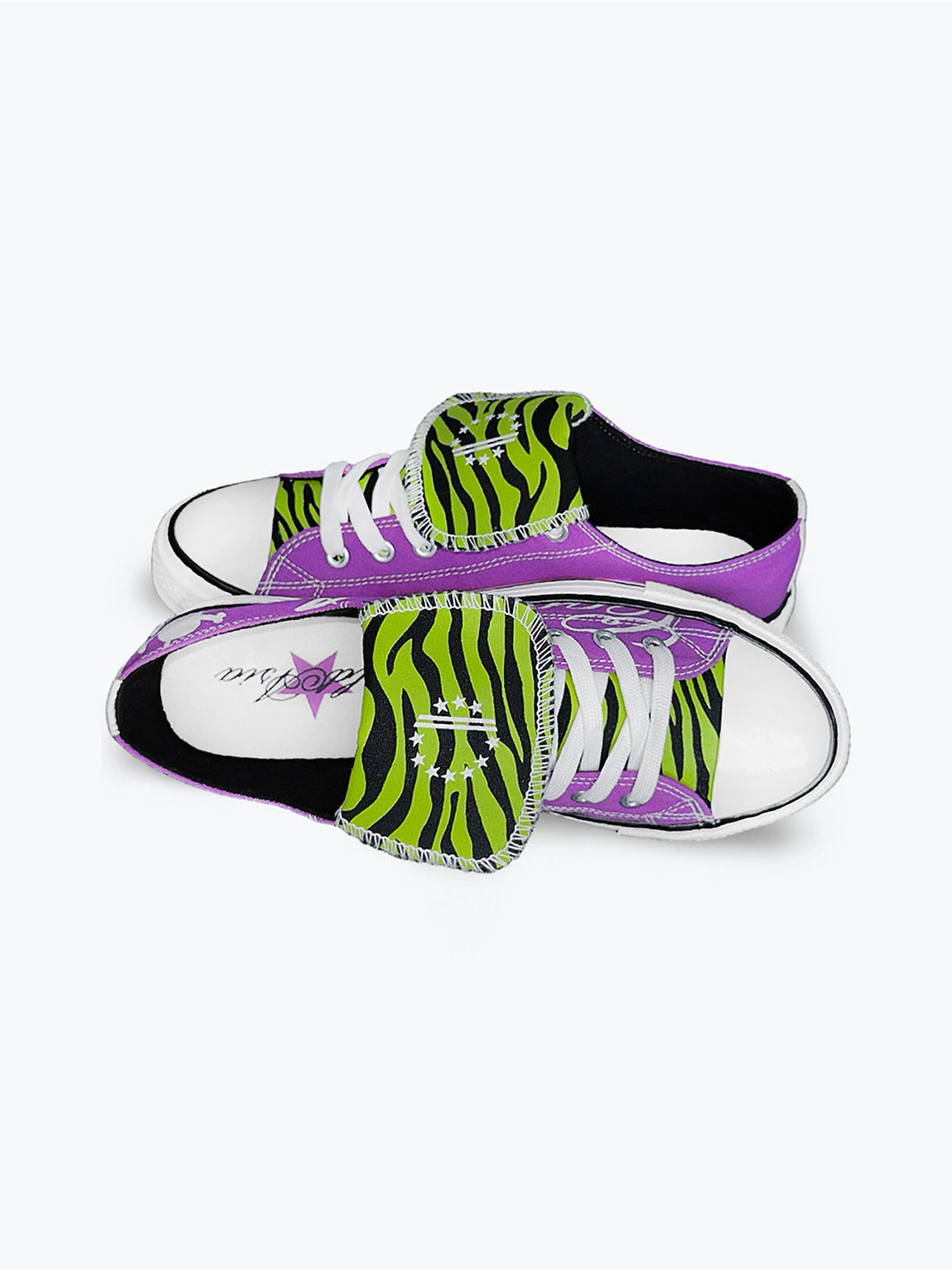 Zebra-Tongue Skull-Print Canvas Sneakers