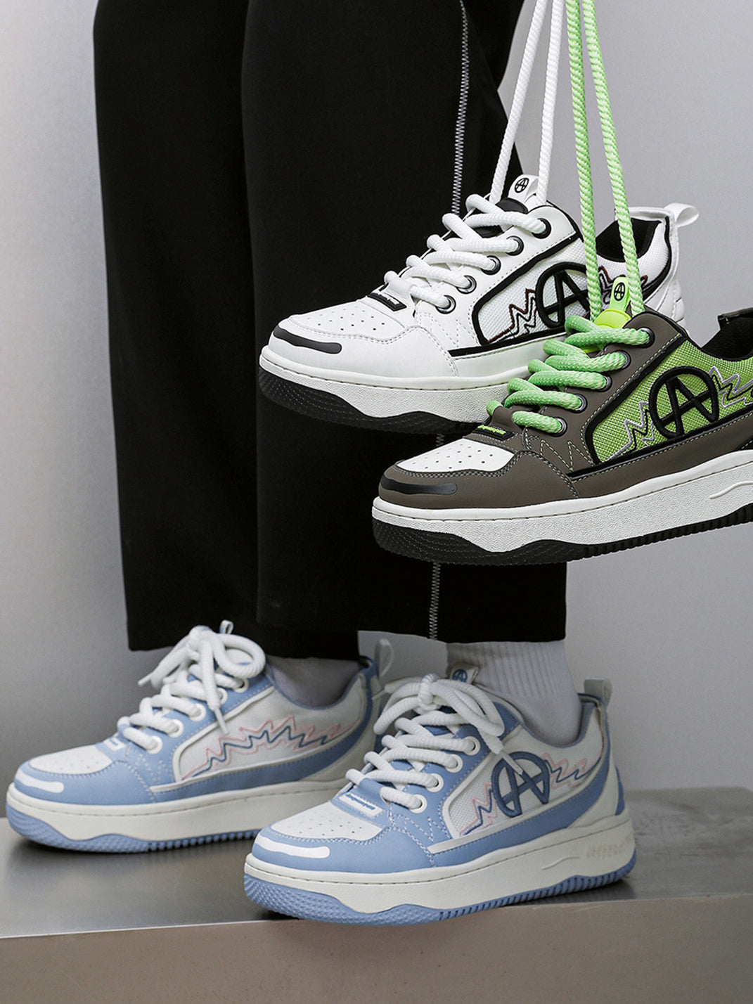 Colorblock Graphic Skate Sneakers