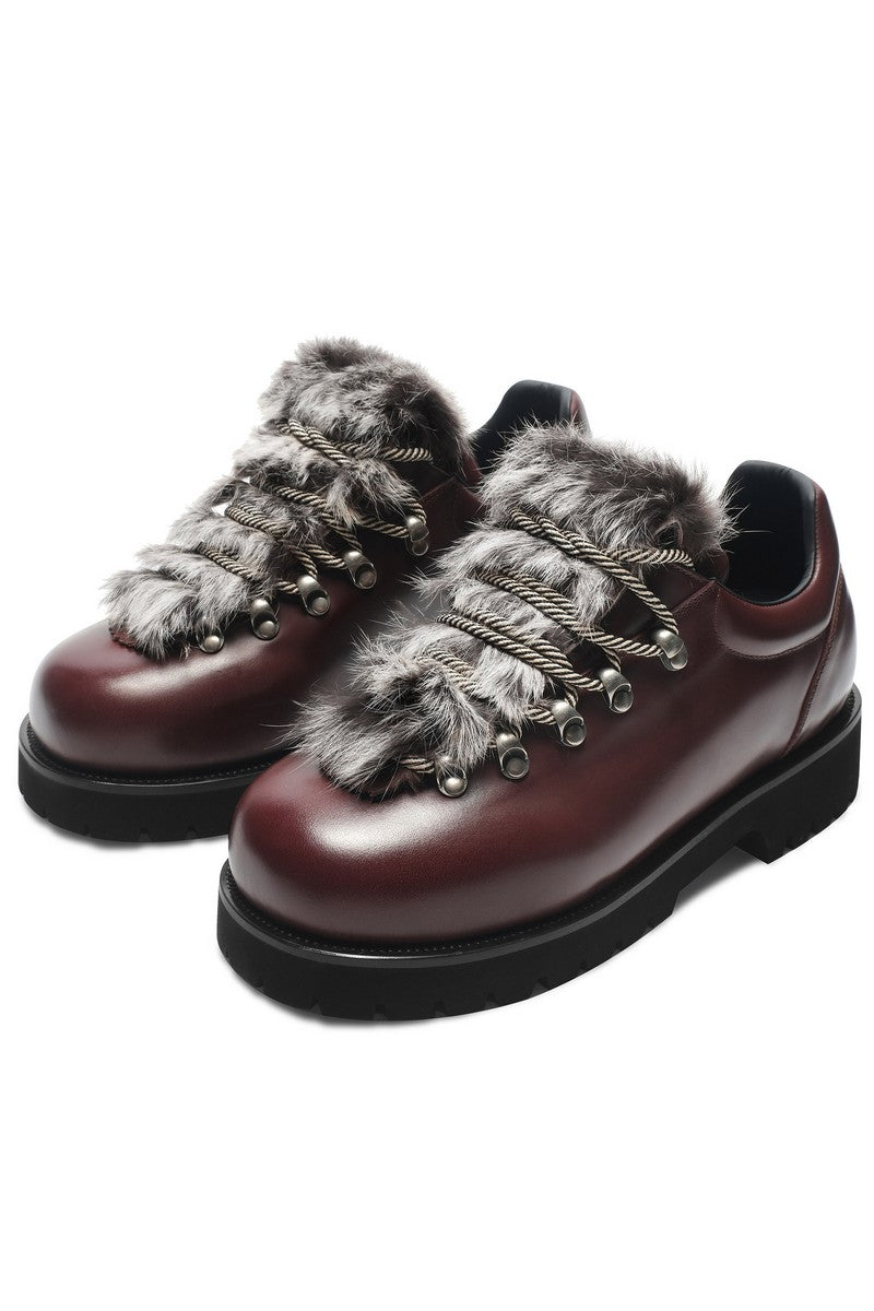 Fur-Tongue Derby Shoes