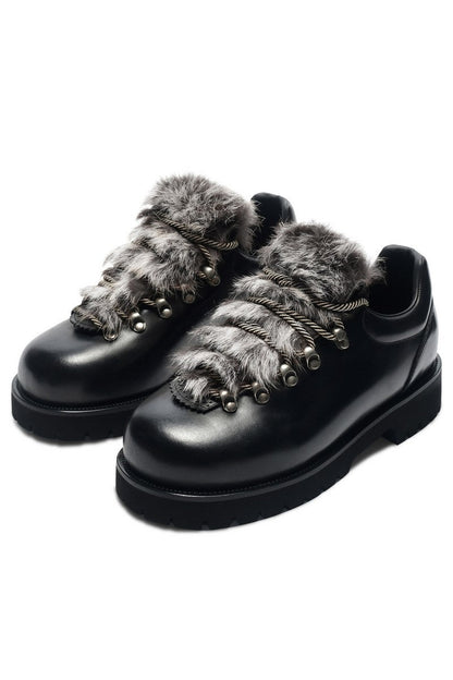 Fur-Tongue Derby Shoes