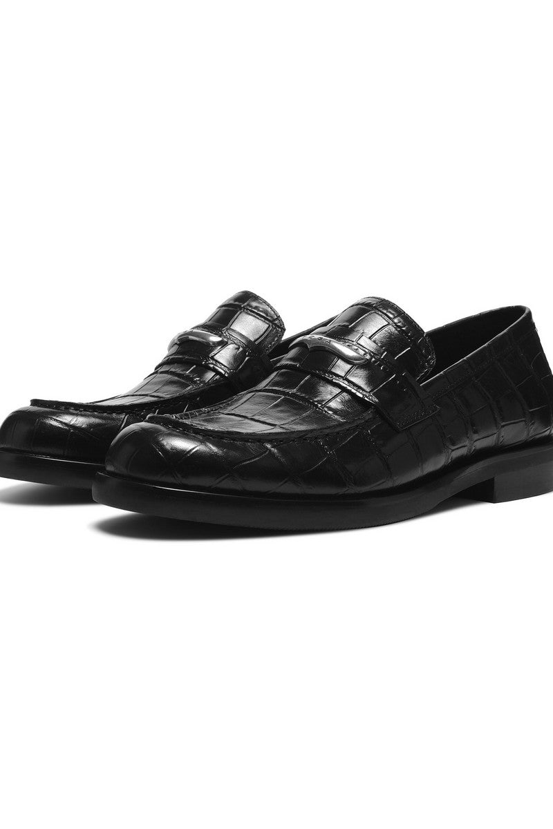 Croc-Embossed Leather Loafers