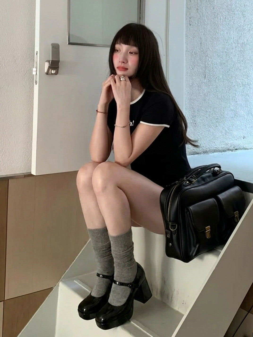 Patent Platform Block-Heel Mary Jane Pumps