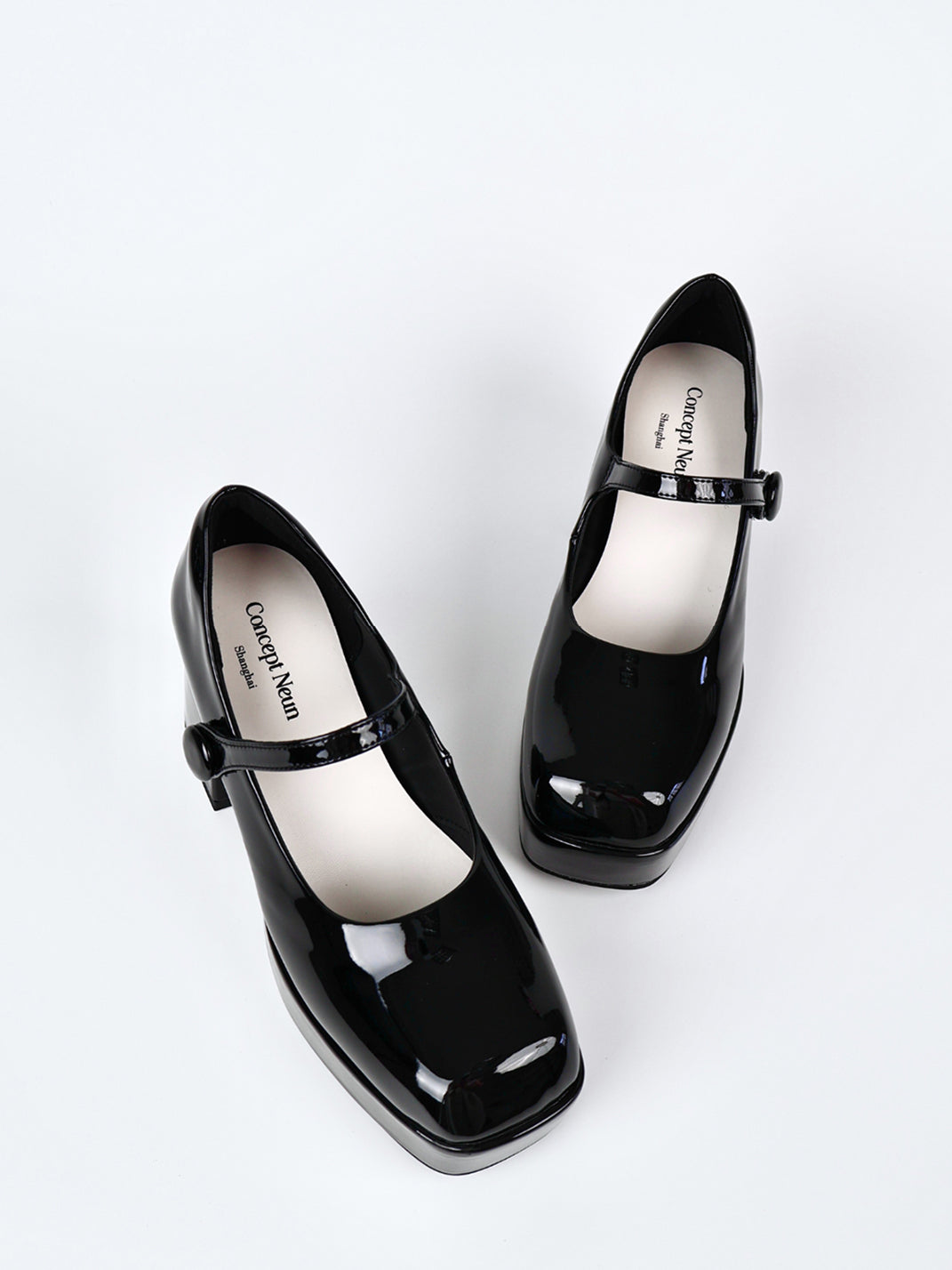 Patent Platform Block-Heel Mary Jane Pumps