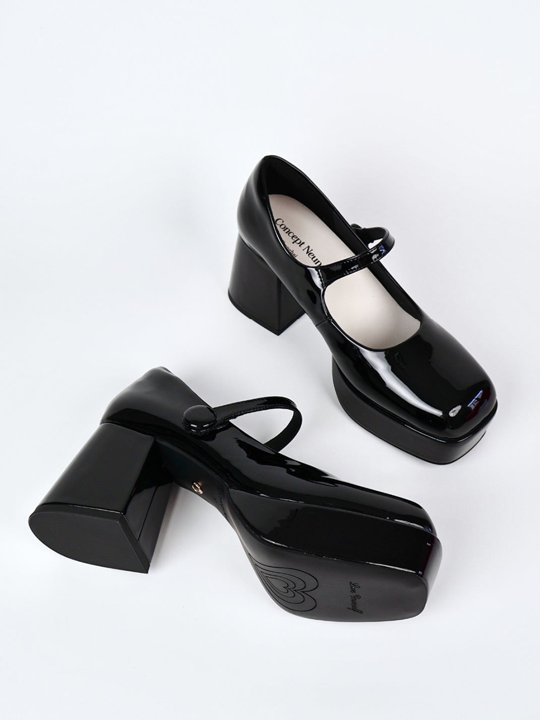 Patent Platform Block-Heel Mary Jane Pumps