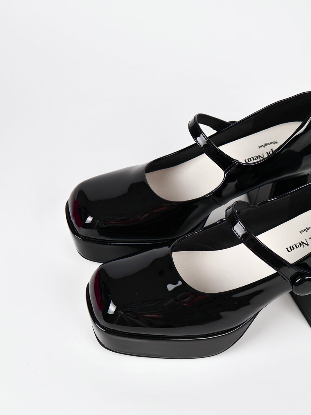 Patent Platform Block-Heel Mary Jane Pumps