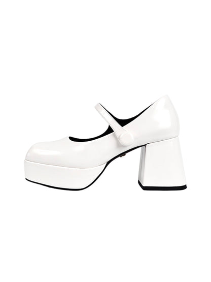 Patent Platform Block-Heel Mary Jane Pumps