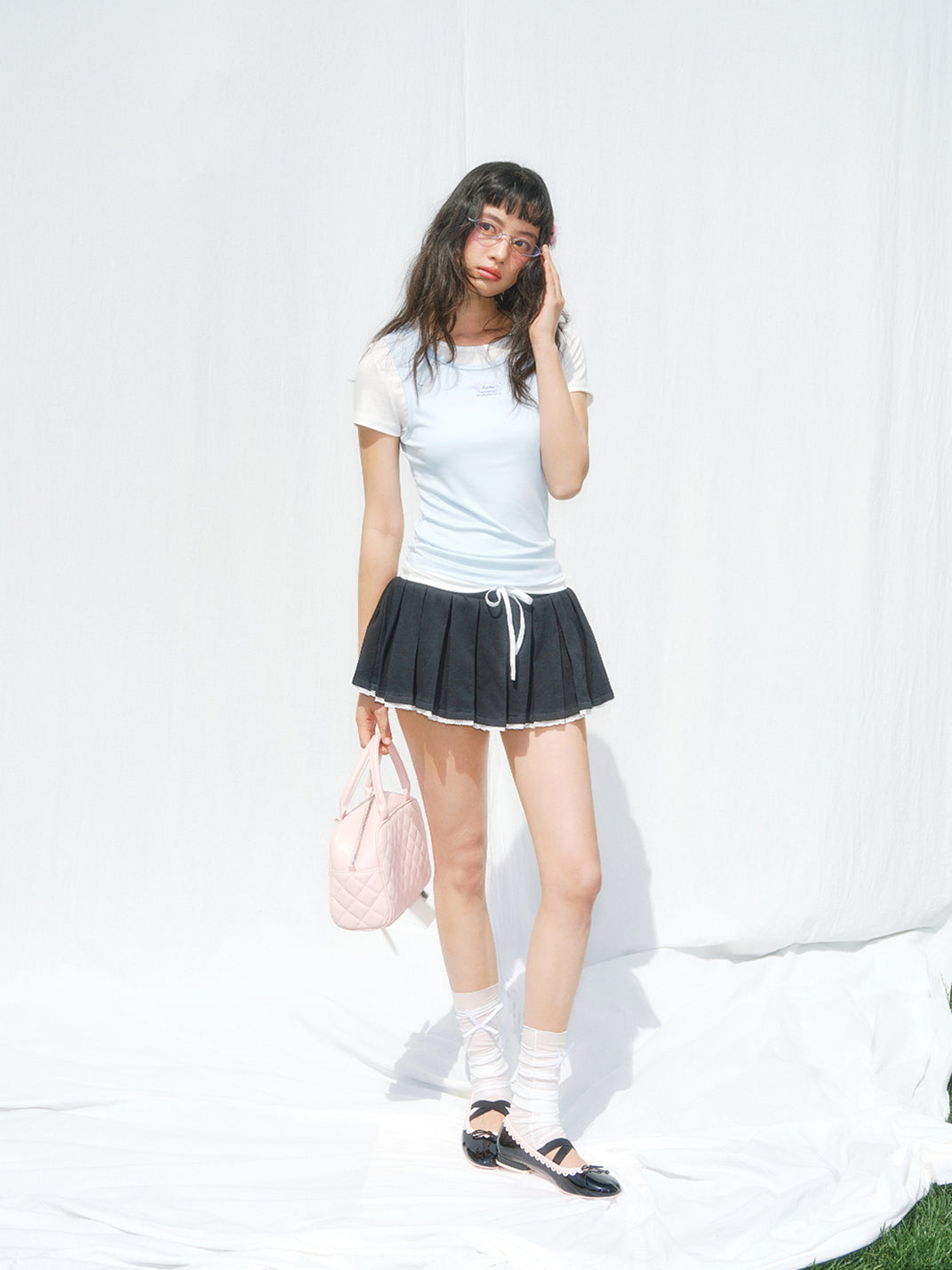 Contrast-Trim Ballet Mary Jane Flats
