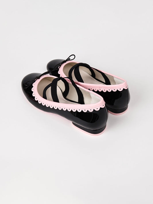 Contrast-Trim Ballet Mary Jane Flats