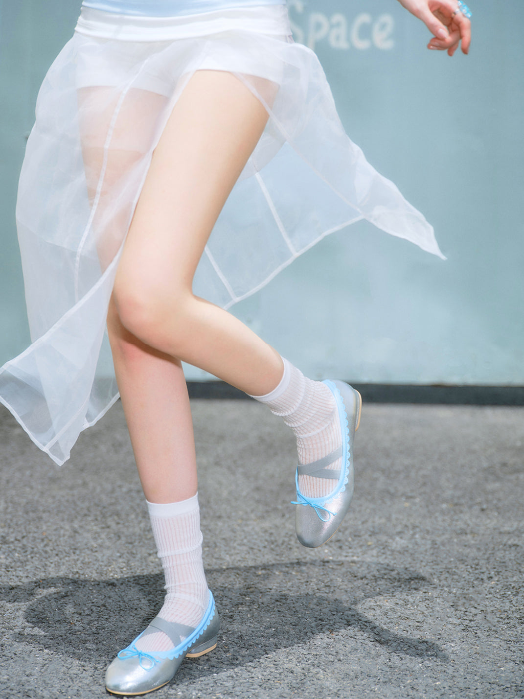 Contrast-Trim Ballet Mary Jane Flats