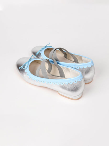 Contrast-Trim Ballet Mary Jane Flats