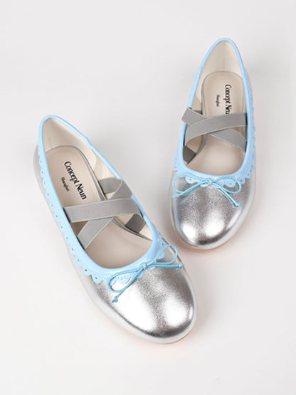 Contrast-Trim Ballet Mary Jane Flats