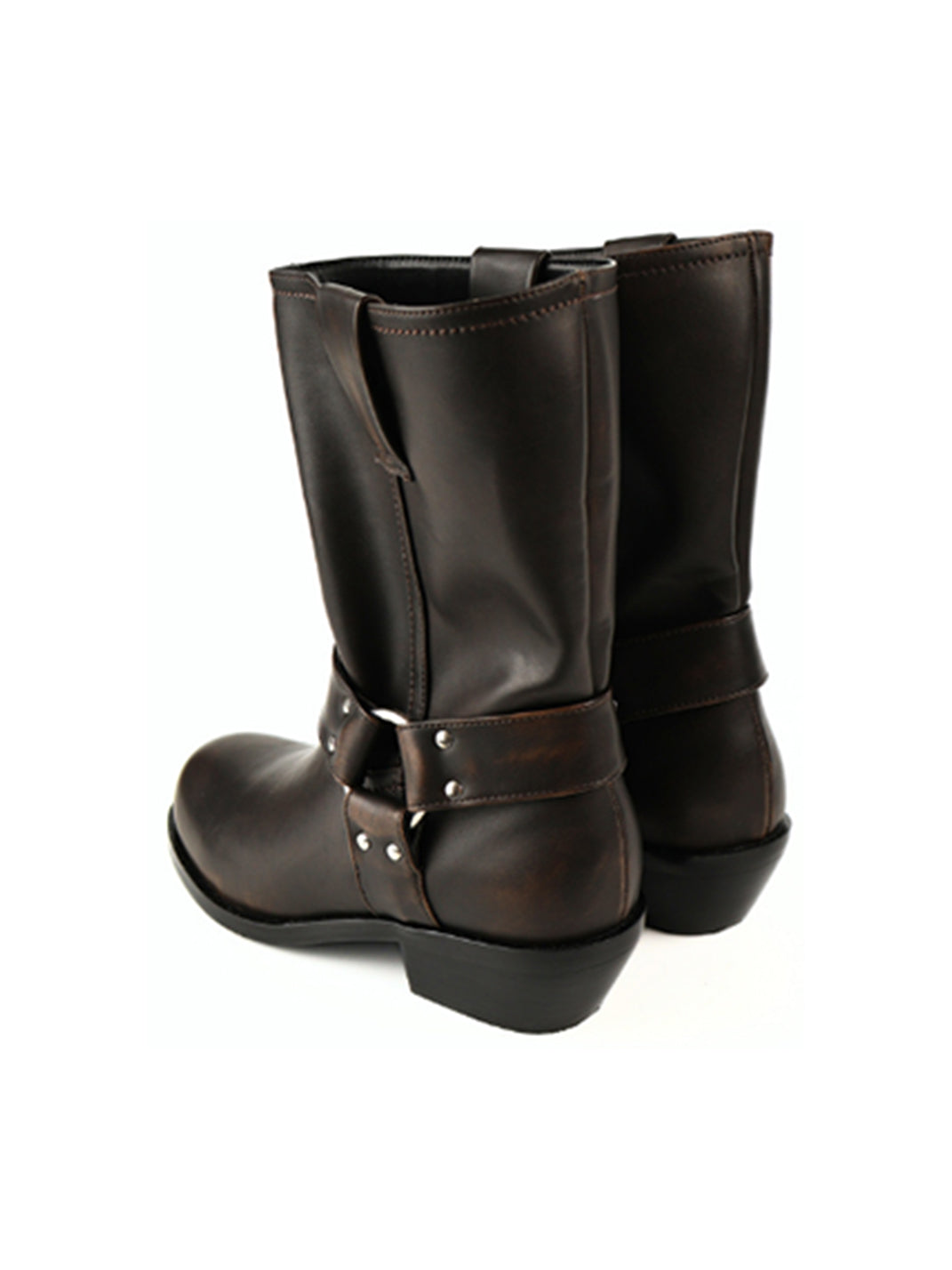 Brown Buckled Western Ankle Boots