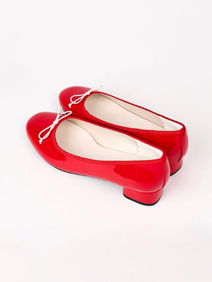 Glossy Low-Heel Ballet Pumps