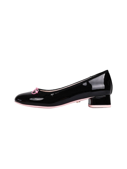Glossy Low-Heel Ballet Pumps