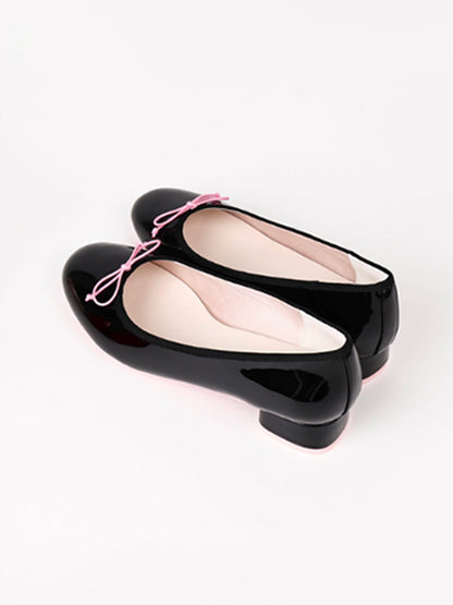 Glossy Low-Heel Ballet Pumps