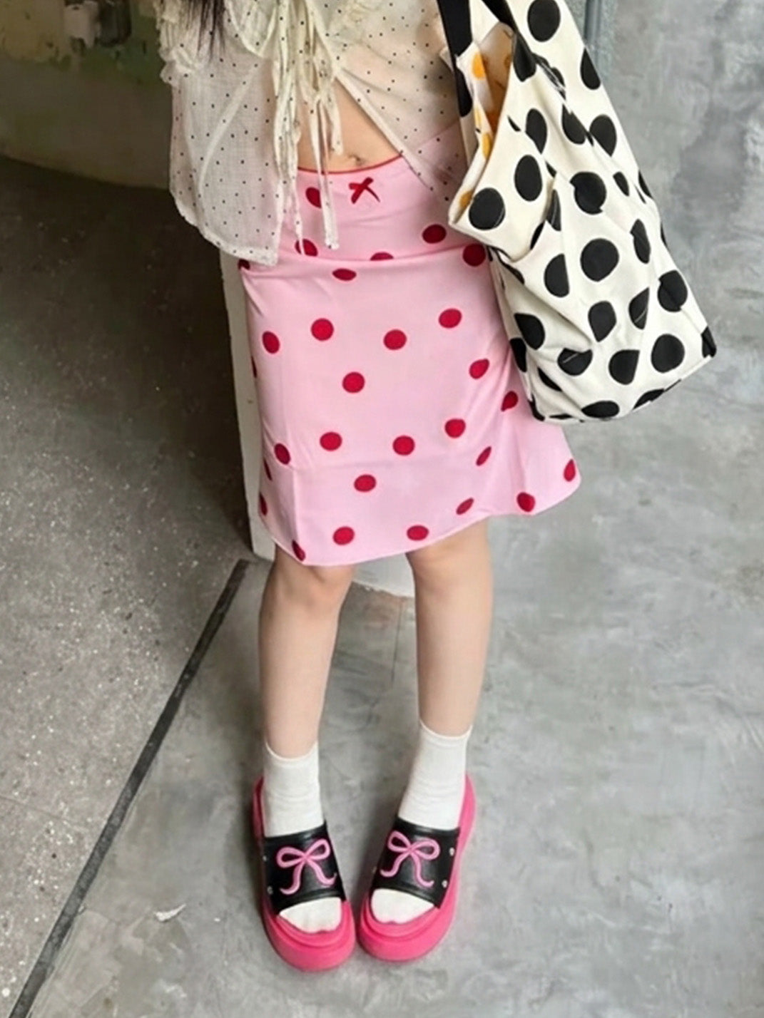 Hot-Pink Bow-Detail Platform Slides