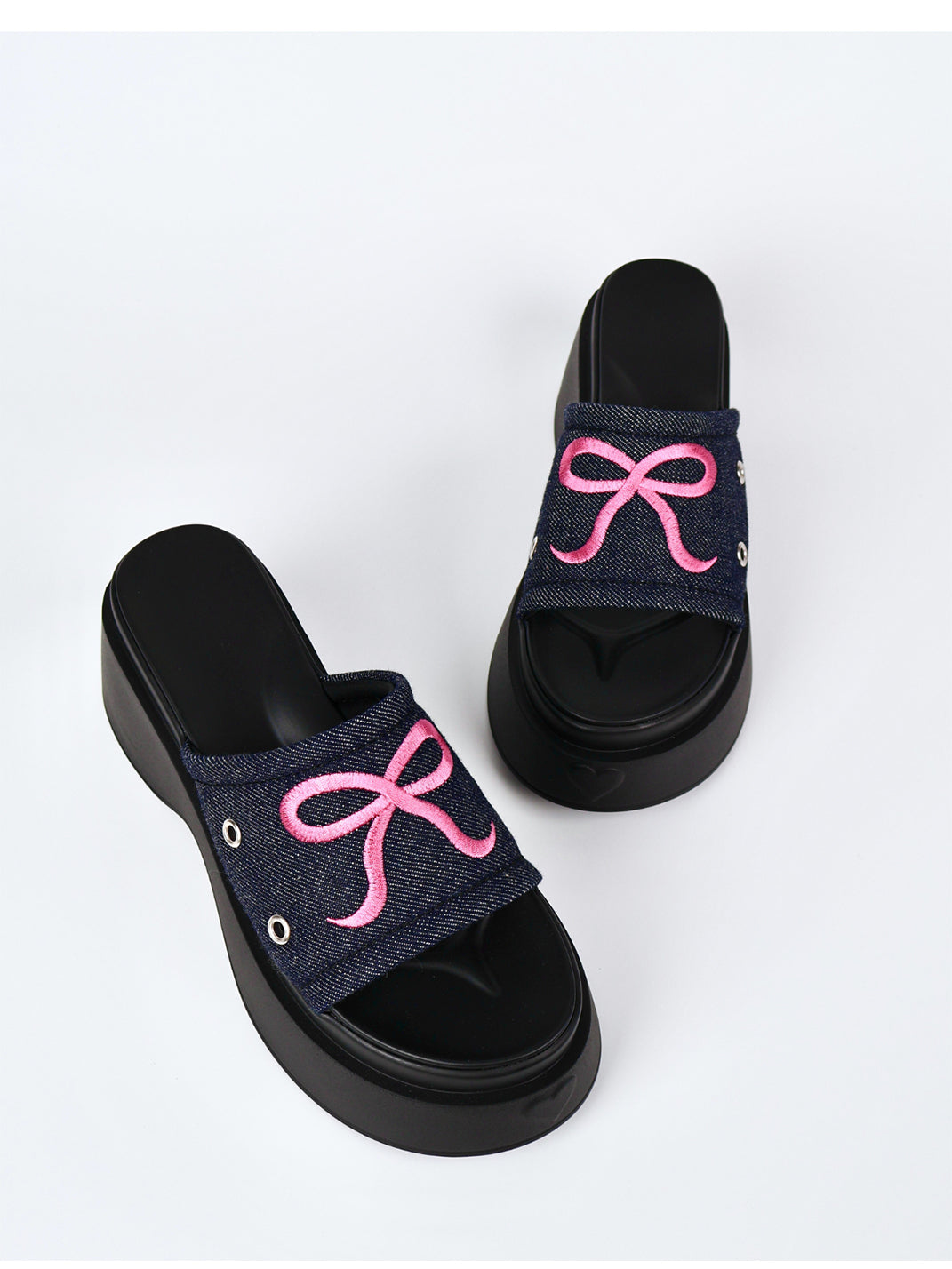 Hot-Pink Bow-Detail Platform Slides