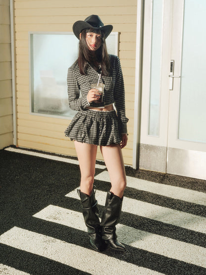 Black Slouched Cowboy Knee-High Boots