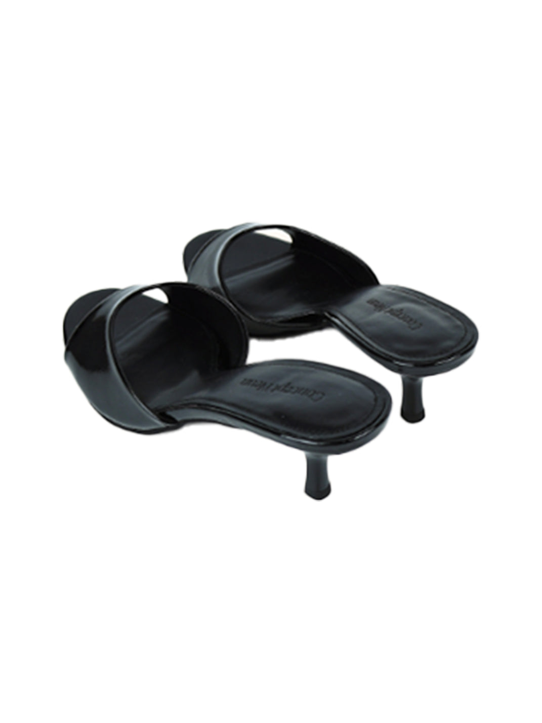 Patent Open-Toe Kitten-Heel Mules