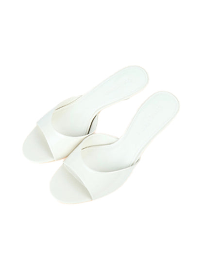 Patent Open-Toe Kitten-Heel Mules