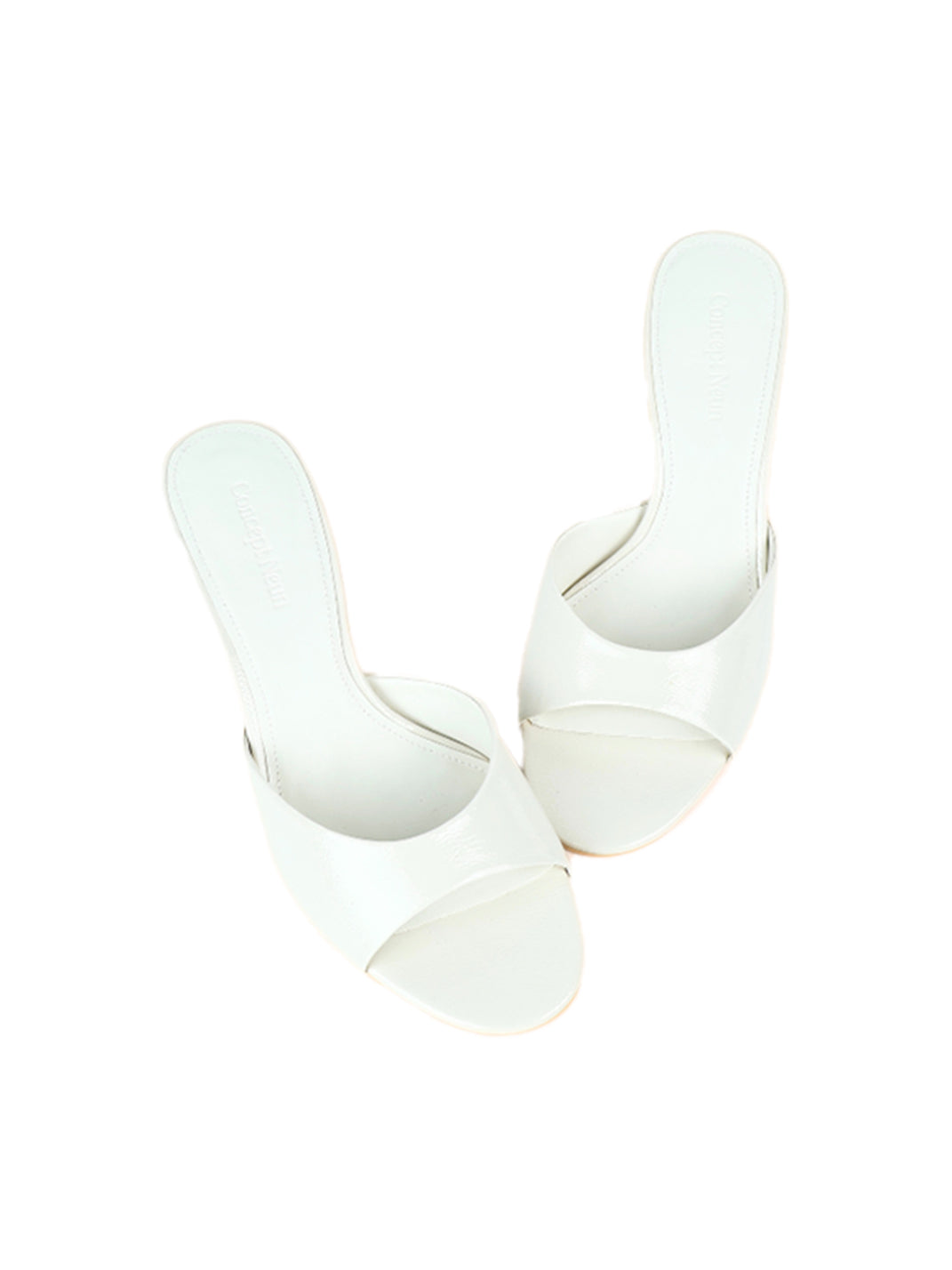 Patent Open-Toe Kitten-Heel Mules