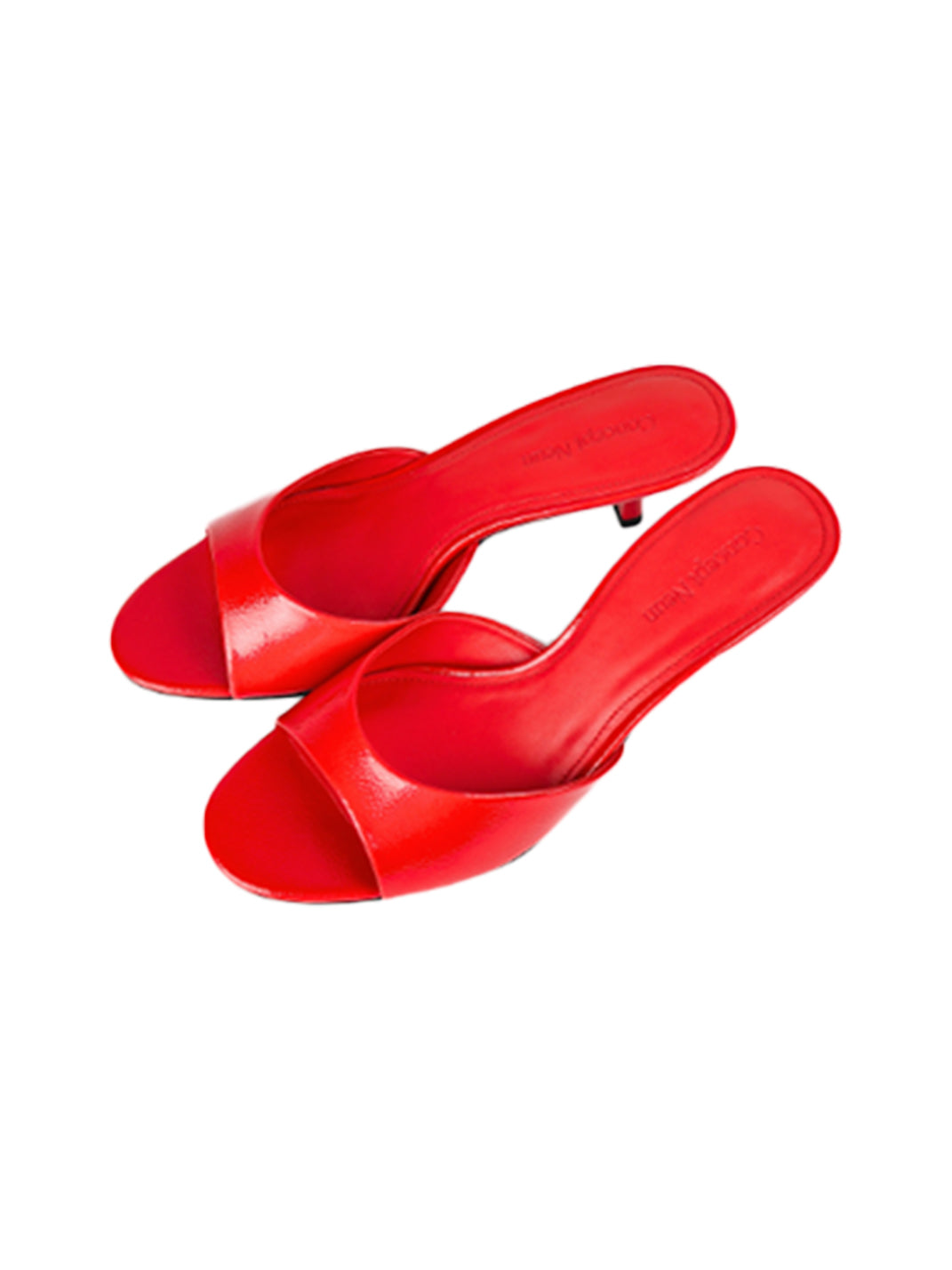 Patent Open-Toe Kitten-Heel Mules