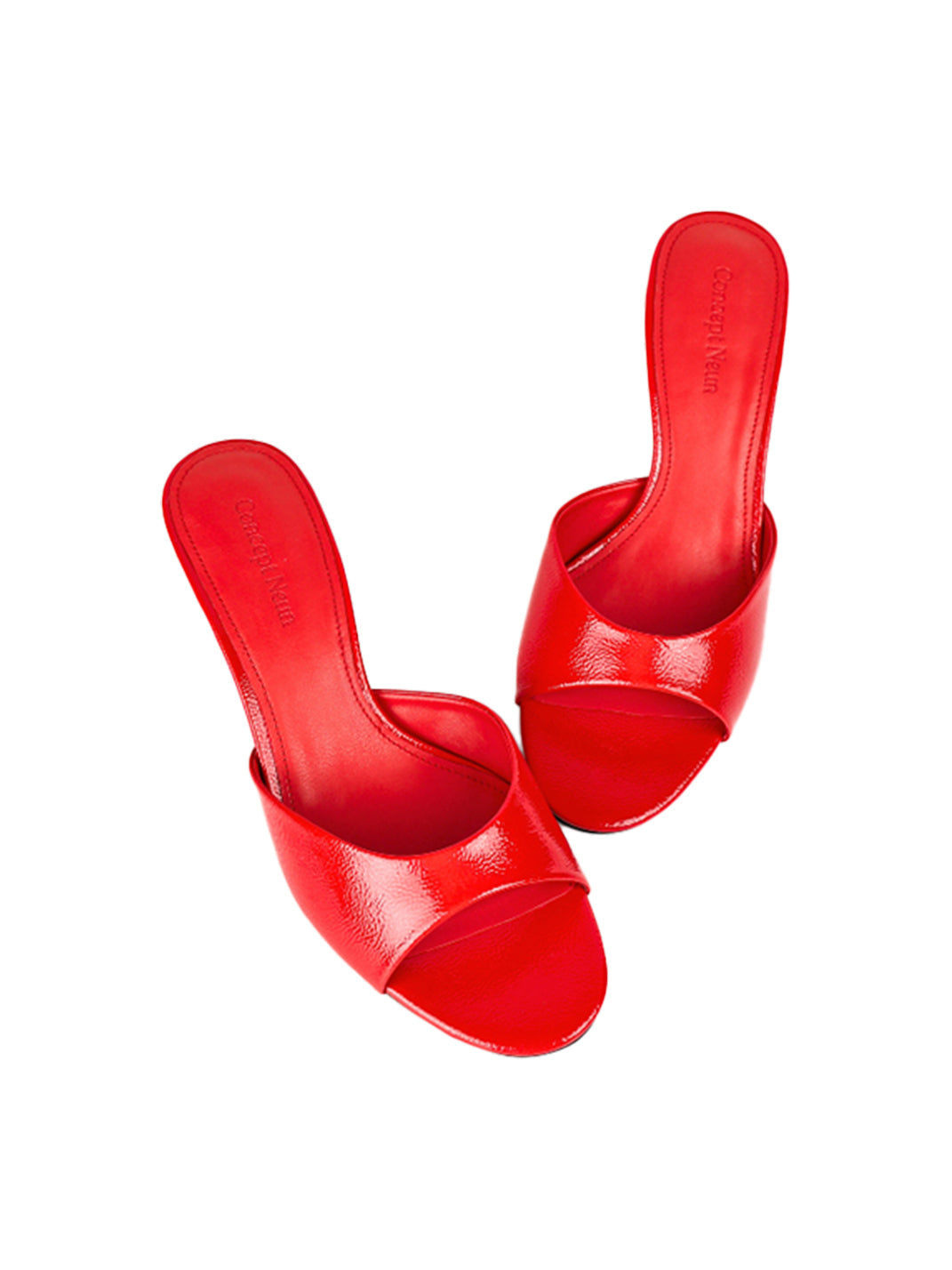 Patent Open-Toe Kitten-Heel Mules