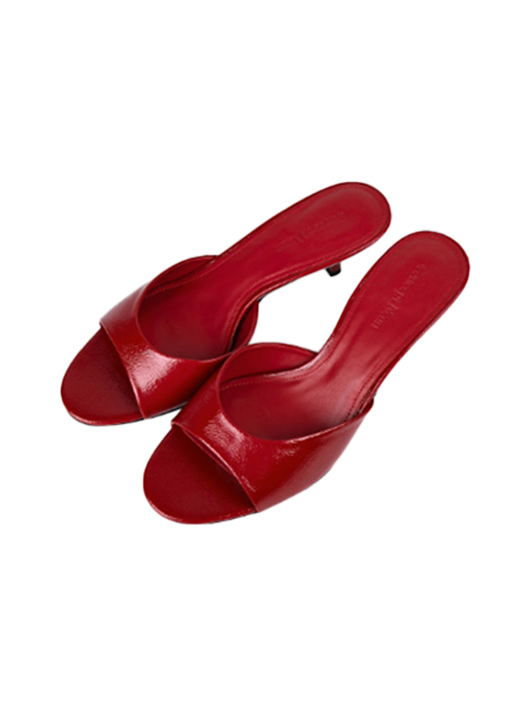 Patent Open-Toe Kitten-Heel Mules