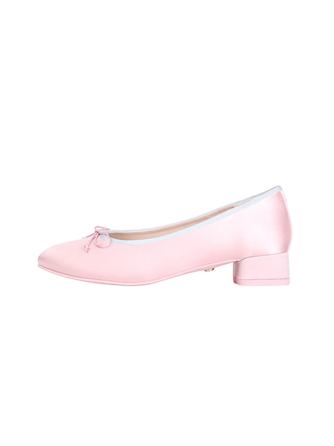 Satin Bow Low Block-Heel Ballet Pumps